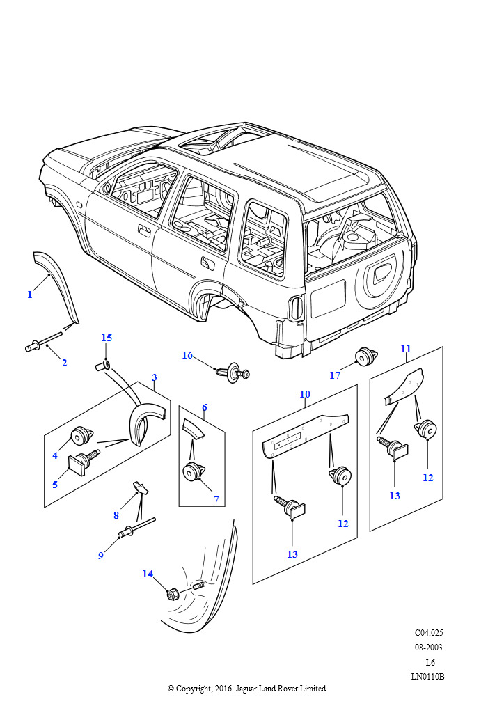 Схема - Накладка двери багажника левая FR