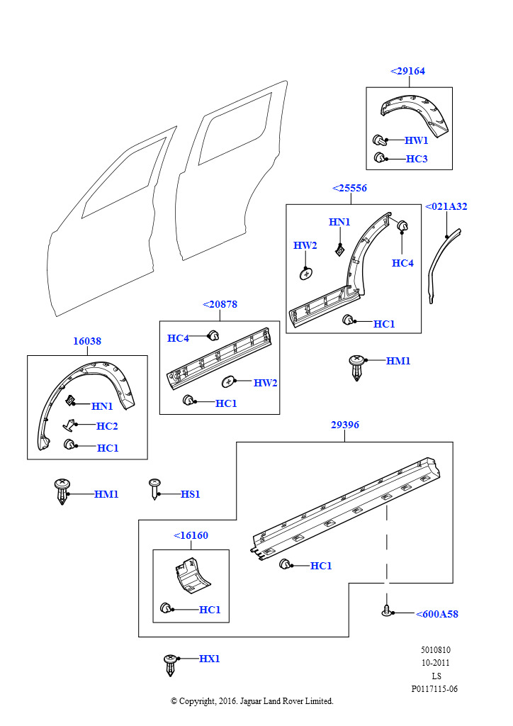 Схема - Молдинг арки переднего левого крыла D3