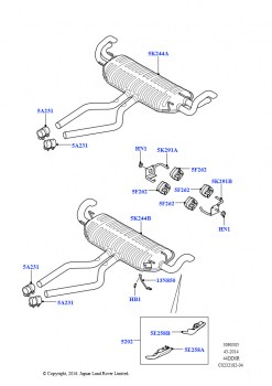 Система выпуска (Задний, Глушитель, 4.4L DOHC DITC V8 Diesel)
