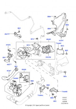 Турбокомпрессор (Левая сторона - Вспомогательный, 4.4L DOHC DITC V8 Diesel)