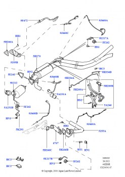 Система выпуска (Передний, 4.4L DOHC DITC V8 Diesel, Этап V плюс DPF, С фильтр.тверд.прод.сгор. диз.топ.)