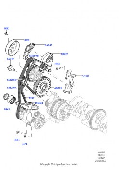 Шкивы и приводные ремни (2.0L 16V TIVCT T/C Gen2, бензин, Сборочный завод Хэйлвуд, 2.0L 16V TIVCT T/C 240PS бензиновый, Сборочный завод Хэйлвуд)