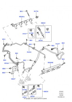 Топливные форсунки и трубопроводы (5,0 л OHC SGDI NA V8 бензин - AJ133)