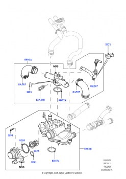 Термостат/корпус и сопут.эл-ты (4.4L DOHC DITC V8 Diesel)