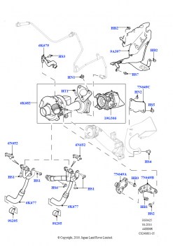 Турбокомпрессор (Левая сторона - Вспомогательный, 4.4L DOHC DITC V8 Diesel)