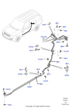 Система актив.стабилизатора устойч. (Задний, Трубопроводы ARC, 4.4L DOHC DITC V8 Diesel, С подвеской ACE, 5,0 л OHC SGDI SC V8 бензин - AJ133, С подвеской ACE, 5.0 бензиновый AJ133