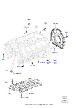 Блок цилиндров и заглушки (5,0 л OHC SGDI NA V8 бензин - AJ133)