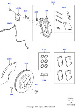 Диски и суппорты передних тормозов (4.4L DOHC DITC V8 Diesel, Мощность двигателя 225 кВт/700 Нм, 4.4L DOHC DITC V8 Diesel, Мощность двигателя 353 л.с./700 Нм, 4.4L DOHC DITC V8 Die