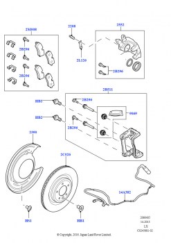 Диски и суппорты задних тормозов (4.4L DOHC DITC V8 Diesel, Мощность двигателя 225 кВт/700 Нм, 4.4L DOHC DITC V8 Diesel, Мощность двигателя 353 л.с./700 Нм, 4.4L DOHC DITC V8 Diese