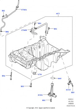 Масл. картер/указат. уровня масла (Сборка на заводе в г. Солихалл, 3.0L DOHC GDI SC V6 БЕНЗИНОВЫЙ)