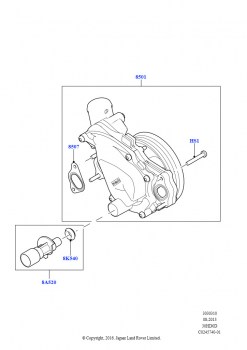 Насос охлаждающей жидкости (Сборка на заводе в г. Солихалл, Главный блок, 3.0L DOHC GDI SC V6 БЕНЗИНОВЫЙ)