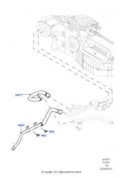 Шланги отопителя (Передний, Дизельный 3,0 V6, С отопителем PTC, Дизельный 3,0 V6, С подогревателем свежего воздуха, Дизельный 3,0 V6, Без отопителя)