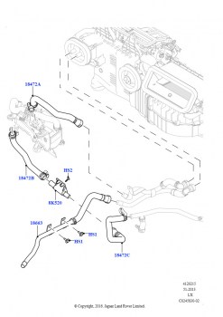 Шланги отопителя (Передний, Дизельный 3,0 V6, С отопителем, работающим на топливе, )