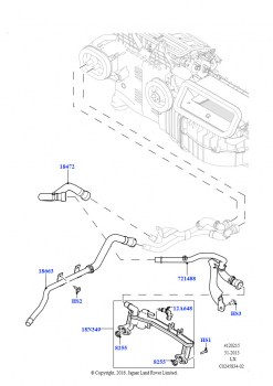 Шланги отопителя (Передний, 5,0 л OHC SGDI SC V8 бензин - AJ133, Без дополнит.насосов охл.жидкости, С подогревателем свежего воздуха, 5,0 л OHC SGDI SC V8 бензин - AJ133, Без допол