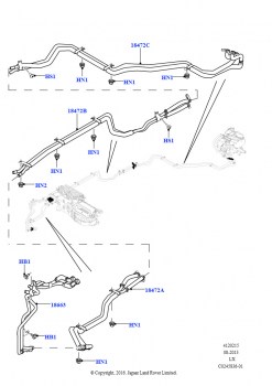 Шланги отопителя (Задний, 3.0L DOHC GDI SC V6 БЕНЗИНОВЫЙ, Передн./задн.гибрид.кондиц.выс.сер., Дизель 3,0 л 24V DOHC V6 TC, Передн./задн.гибрид.кондиц.выс.сер., 3.0 V6 D Gen2 Twin 