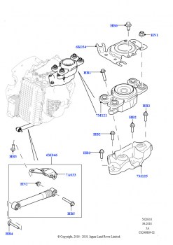 Опора коробки передач (2.0L 16V TIVCT T/C Gen2, бензин, 9-ступенчат.автоматич. AWD, Сборочный завод Хэйлвуд, 2.0L 16V TIVCT T/C 240PS бензиновый, 9-ступенчат.автоматич. AWD, Сбороч