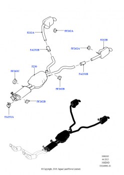 Система выпуска (Средняя и задняя секции, 3.0L DOHC GDI SC V6 БЕНЗИНОВЫЙ)