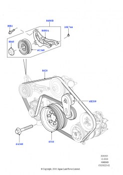 Шкивы и приводные ремни (Первичный привод, 3.0L DOHC GDI SC V6 БЕНЗИНОВЫЙ)