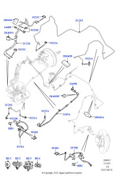 Передние тормозные трубопроводы (3.0 V6 D Gen2 Twin Turbo, 8-ступенчат. АКПП ZF 8HP70 HEV 4WD, RHD, 3,0 V6-гибридн.электр.дизельн.двиг., 8-ступенчат. АКПП ZF 8HP70 HEV 4WD, RHD, 3.