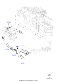 Шланги отопителя (Передний, 4.4L DOHC DITC V8 Diesel, С отопителем, работающим на топливе, )