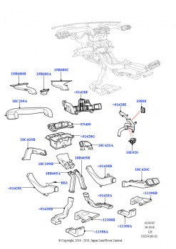 Возд.дефлект., жалюзи и воздуховоды (Внутренние элементы, RHD, Сборочный завод Хэйлвуд, Дисплей над головой)