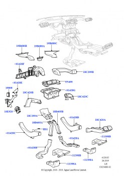 Возд.дефлект., жалюзи и воздуховоды (Внутренние элементы, LHD, Сборочный завод Хэйлвуд, Дисплей над головой)