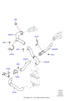 Пром.теплообм/воздуховоды и шланги (Сборка на заводе в г. Солихалл, 3.0 V6 D Low MT ROW, 3.0 V6 D Gen2 Mono Turbo)