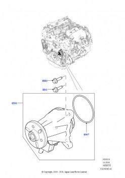 Насос охлаждающей жидкости (Главный блок, Сборка на заводе в г. Солихалл, 3.0 V6 D Low MT ROW, 3.0 V6 D Gen2 Mono Turbo, 3.0 V6 D Gen2 Twin Turbo, 3.0 V6 D Gen2 Twin Turbo)