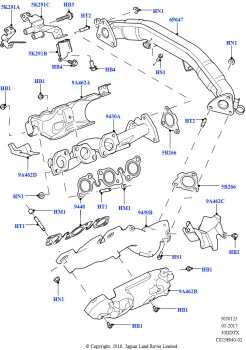 Выпускной коллектор (Сборка на заводе в г. Солихалл, 3.0 V6 D Gen2 Twin Turbo)