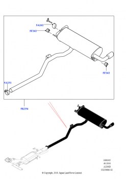 Система выпуска (Задний, 2.0L I4 DSL HIGH DOHC AJ200, 2,0 л I4 DSL MID DOHC AJ200)