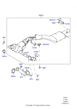 Система выпуска (Передний, 4.4L DOHC DITC V8 Diesel, EU6D дизельн.+ DPF понижен.токсичн., 4.4L DOHC DITC V8 Diesel, Токсичность выхлопа EU6 + DPF)