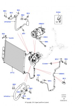 Конденс./компресс.сист.кондиц.возд. (Передний, Сборка на заводе в г. Солихалл, 3.0L DOHC GDI SC V6 БЕНЗИНОВЫЙ)