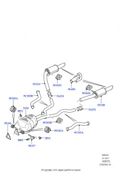 Задняя система выпуска (Дизельный 3,0 V6, Стандарт токсичн.выхл.Proconve L6, Дизельный 3,0 V6, Этап V плюс DPF, Дизельный 3,0 V6, Система выпуска диз.двигателя L6)