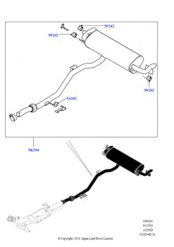 Система выпуска (Задний, 2-дверный, с откидным верхом, 2,0 л I4 DSL MID DOHC AJ200, Токсичность выхлопа EU6 + DPF, 2-дверный, с откидным верхом, 2,0 л I4 DSL MID DOHC AJ200, LEV 16
