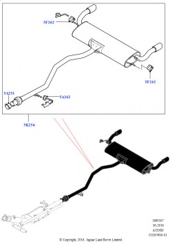 Задняя система выпуска (2,0 л I4 DSL MID DOHC AJ200, С 5-местной конфигурацией, Две выхлопные трубы Dynamic)