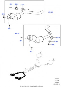 Передняя система выпуска (Сборка на заводе в г. Солихалл, 3.0L DOHC GDI SC V6 БЕНЗИНОВЫЙ, Требования SULEV, 3.0L DOHC GDI SC V6 БЕНЗИНОВЫЙ, Стандарт токсичности EU6, 3.0L DOHC GDI 