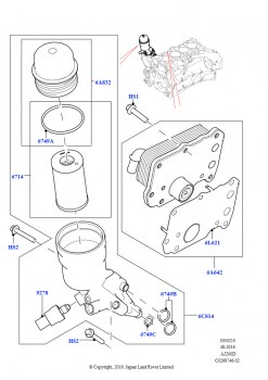 Масляный радиатор и фильтр (Сборка на заводе в г. Солихалл, 2,0 л I4 DSL MID DOHC AJ200, 2.0L I4 DSL HIGH DOHC AJ200)