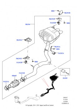 Задняя система выпуска (Сборка на заводе в г. Солихалл, 2,0 л I4 DSL MID DOHC AJ200, 2.0L I4 DSL HIGH DOHC AJ200)