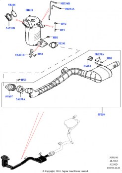 Передняя система выпуска (Сборка на заводе в г. Солихалл, 2.0L I4 DSL HIGH DOHC AJ200, EU6D дизельн.+ DPF понижен.токсичн., 2.0L I4 DSL HIGH DOHC AJ200, Токсичность выхлопа EU6 + D