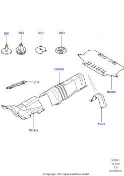 Брызговики теплозащитные экраны (Теплозащитный Экран, 2,0 л I4 DSL MID DOHC AJ200, Сборочный завод Хэйлвуд, 2.0L 16V TIVCT T/C Gen2, бензин, Сборочный завод Хэйлвуд, 2.0L 16V TIVCT