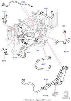 Трубопр.и шланги сист.охлажд. (Сборка на заводе в г. Солихалл, 2.0L I4 DSL HIGH DOHC AJ200)