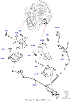 Опора двигателя (Сборка на заводе в г. Солихалл, 2.0L I4 DSL HIGH DOHC AJ200, 2,0 л I4 DSL MID DOHC AJ200)