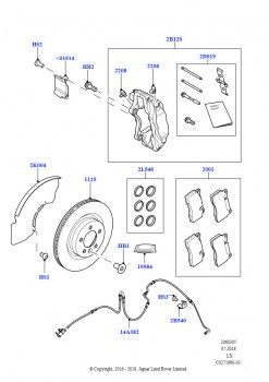 Диски и суппорты передних тормозов (Версия — Core, Передний диск и суппорт, размер 20, Без спортивн.звука системы выпуска, Версия — Core, Размер диска и суппорта — передн. 20/задн.