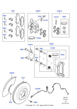 Диски и суппорты передних тормозов (Передний диск и суппорт, размер 19)
