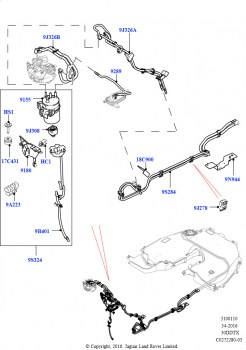 Топливные магистрали (Сборка на заводе в г. Солихалл, Передний, 3.0 V6 D Gen2 Mono Turbo, 3.0 V6 D Gen2 Twin Turbo, 3.0 V6 D Low MT ROW)