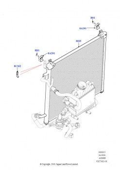 Радиатор/расшр.бачок для охл.жидк. (Водяной охладитель наддувочного воздуха, Сборка на заводе в г. Солихалл, Радиатор интеркулера, 2,0 л I4 DSL MID DOHC AJ200, 2.0L I4 DSL HIGH DOH