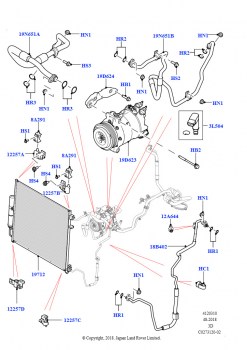 Конденс./компресс.сист.кондиц.возд. (Передний, Сборка на заводе в г. Солихалл, 3.0 V6 D Low MT ROW, 3.0 V6 D Gen2 Mono Turbo, 3.0 V6 D Gen2 Twin Turbo)