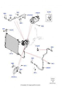Конденс./компресс.сист.кондиц.возд. (Передний, Сборка на заводе в г. Солихалл, 2,0 л I4 High DOHC AJ200, бензин, 2.0L I4 DSL HIGH DOHC AJ200, 2,0 л I4 DSL MID DOHC AJ200)