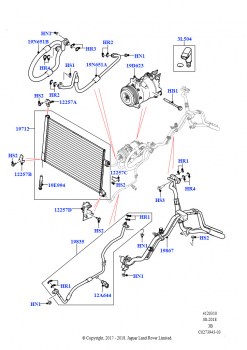 Конденс./компресс.сист.кондиц.возд. (Передний, 3.0L DOHC GDI SC V6 БЕНЗИНОВЫЙ, 5.0L P AJ133 DOHC CDA S/C Enhanced)