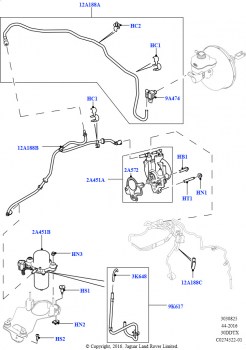 Вакуумное управл. и впуск воздуха (Вакуумный насос и шланги, 3.0 V6 D Gen2 Twin Turbo, 8-ступенчат. АКПП ZF 8HP70 HEV 4WD, LHD, 3.0 V6 D Gen2 Mono Turbo, 8-ступенчат. АКПП ZF 8HP70